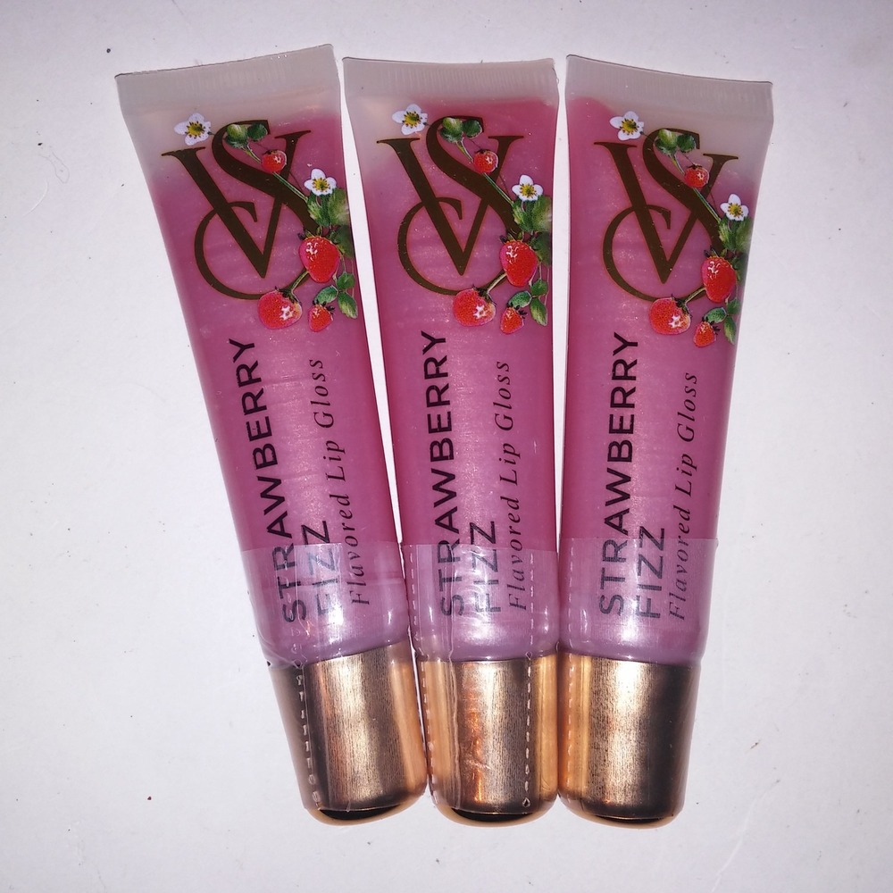 Set of 3 Victoria Secret Lip Gloss Strawberry Fizz Gift Set New